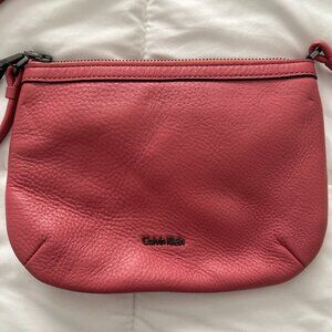 Calvin Klein Women's Pink Pebble Leather Purse Crossbody Bag